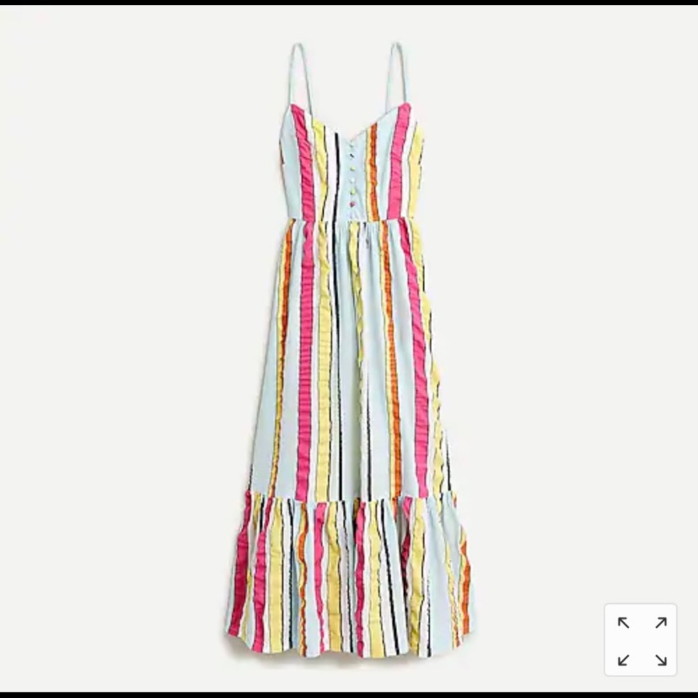 J Crew tiered midi dress in seersucker ribbons